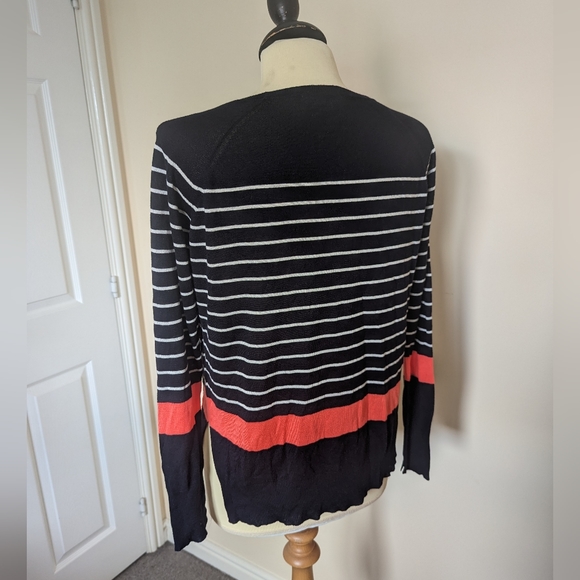 Zara knit jumper striped coral white black size S - Picture 5 of 6